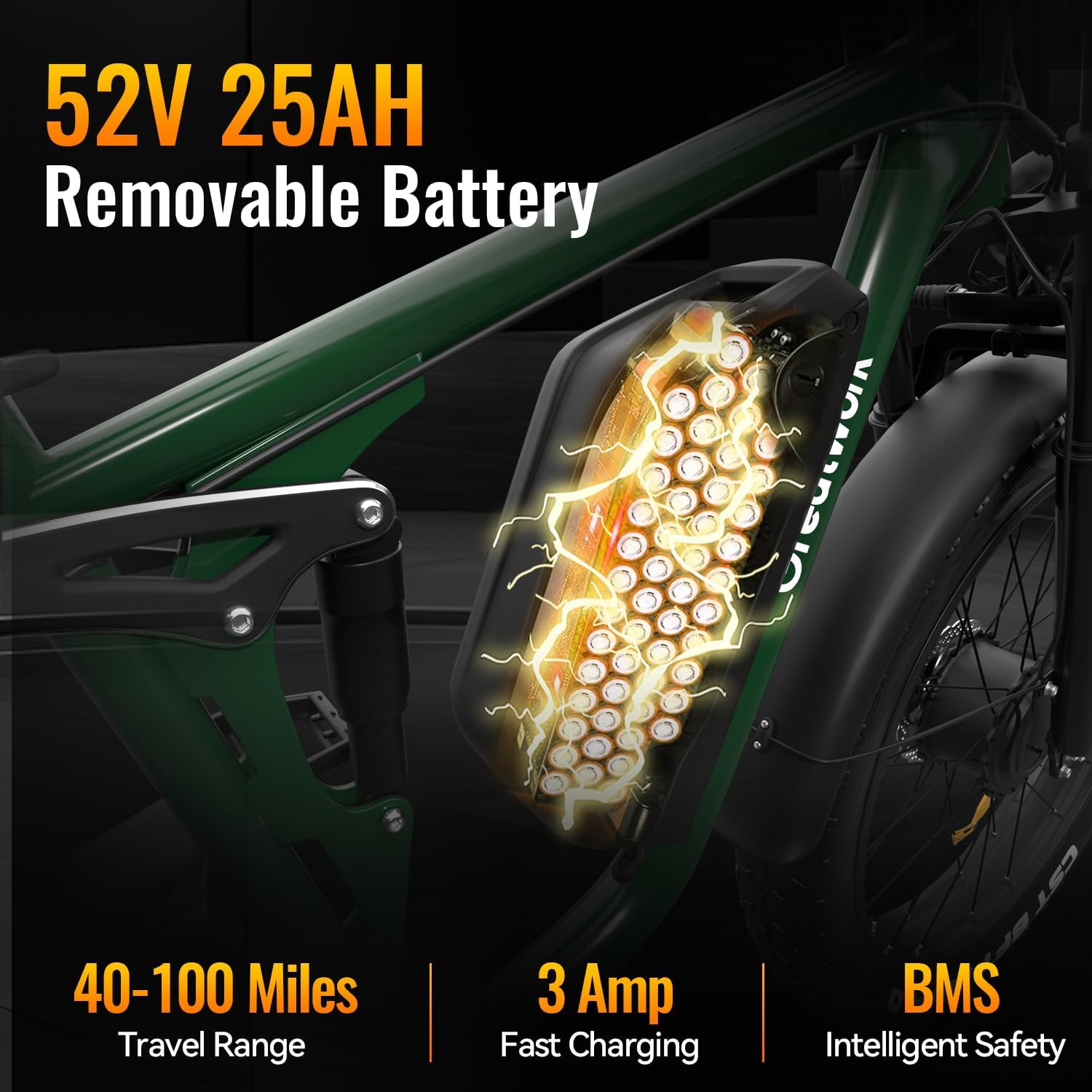 GREATWORK 52V 5000W Peak Dual Motor Electric Bike for Adults, 1300Wh Battery, Up to 45MPH & 100 Miles Range, 26' x 4.0 Fat Tire Electric Dirt Bike with Suspension, Mountain E-Bike for Men Women