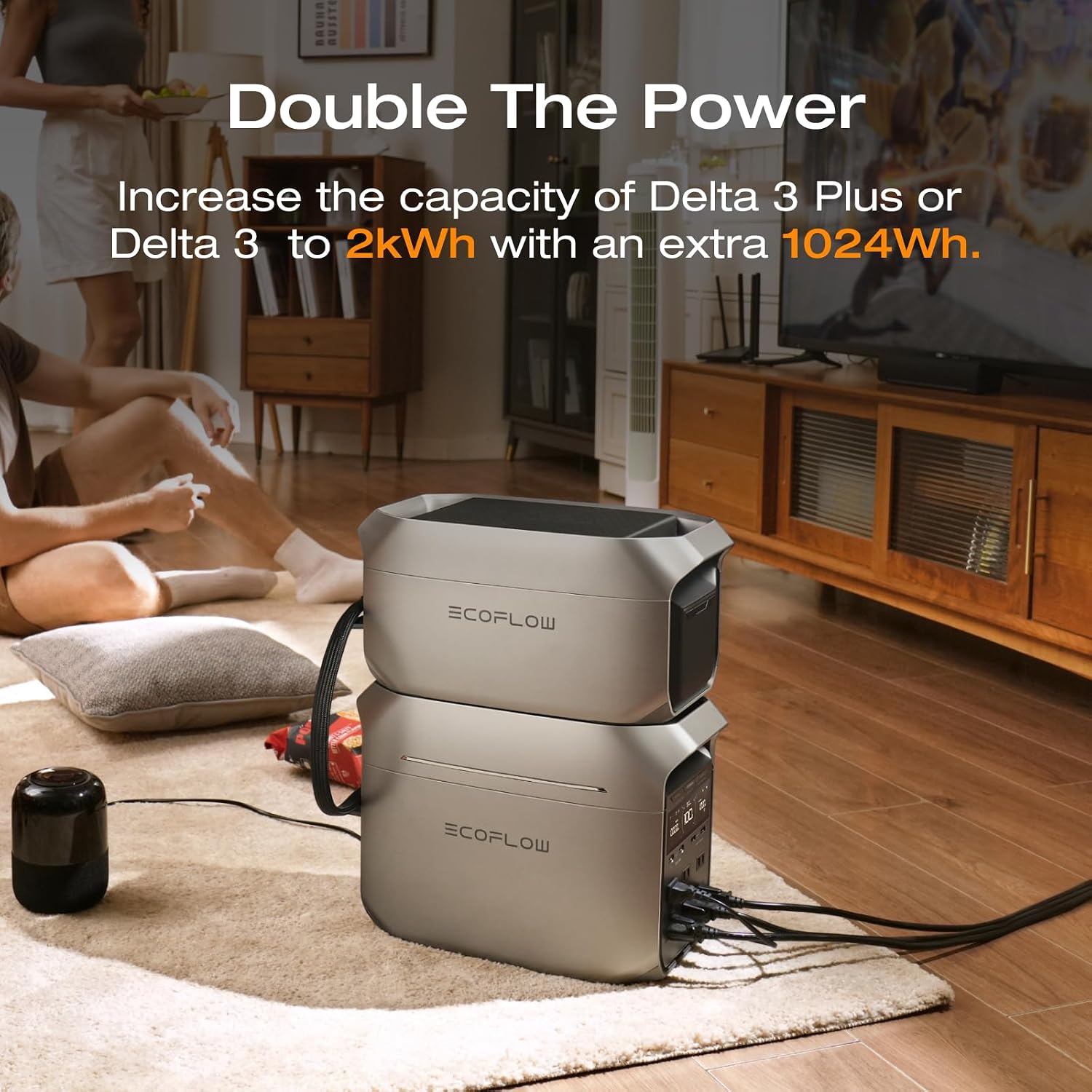 EF ECOFLOW Delta 3 Series Smart Extra Battery, 1024Wh LiFePO4 Expansion Battery for Power Station Delta 2/Delta 3/Delta 3 Plus/Delta 3 1500