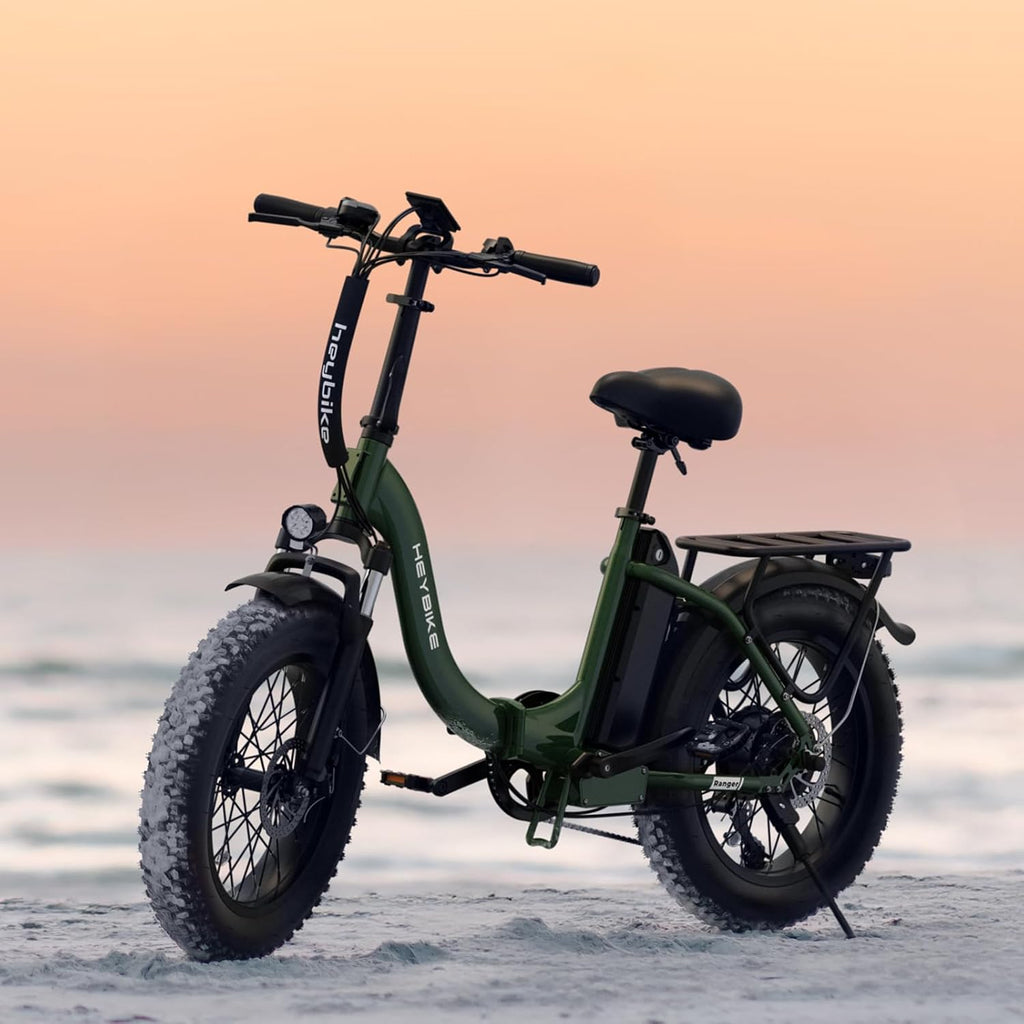 Heybike Ranger 2.0 Foldable Electric Bike for Adults, 20'*4 Fat Tire Ebike with 1400W Peak Motor, 28 MPH Max Speed, 600Wh Removable Battery, Up to 65 Miles Range, Front Suspension Step-Thru E Bike