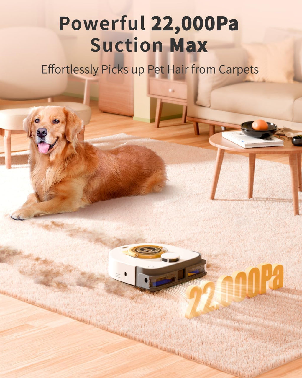 UBPET Robot Vacuum with 22,000Pa Ultra-Strong Suction - Automatic Robot Vacuum for Pet Hair & Carpets, Tangle-Free Cleaning, Smart Mapping with LiDAR Navigation, App Controlled