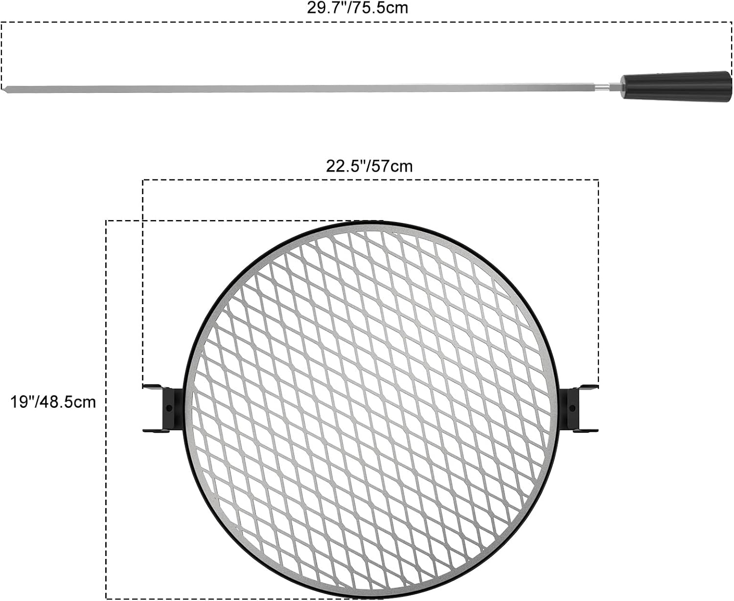 only fire Santa-Maria Style Rotisserie Rotating System for Solo Stove Bonfire 19.5' Smokeless Fire Pit - Global Patent