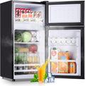 DEMULLER 2.4 Cu.ft Mini Fridge with Double Doors Small Refrigerator with Separate Freezer & 7 Adjustable Temperature Control, Tiny Size & Personal Fridge Ideal for Office Apartment Dorm Black