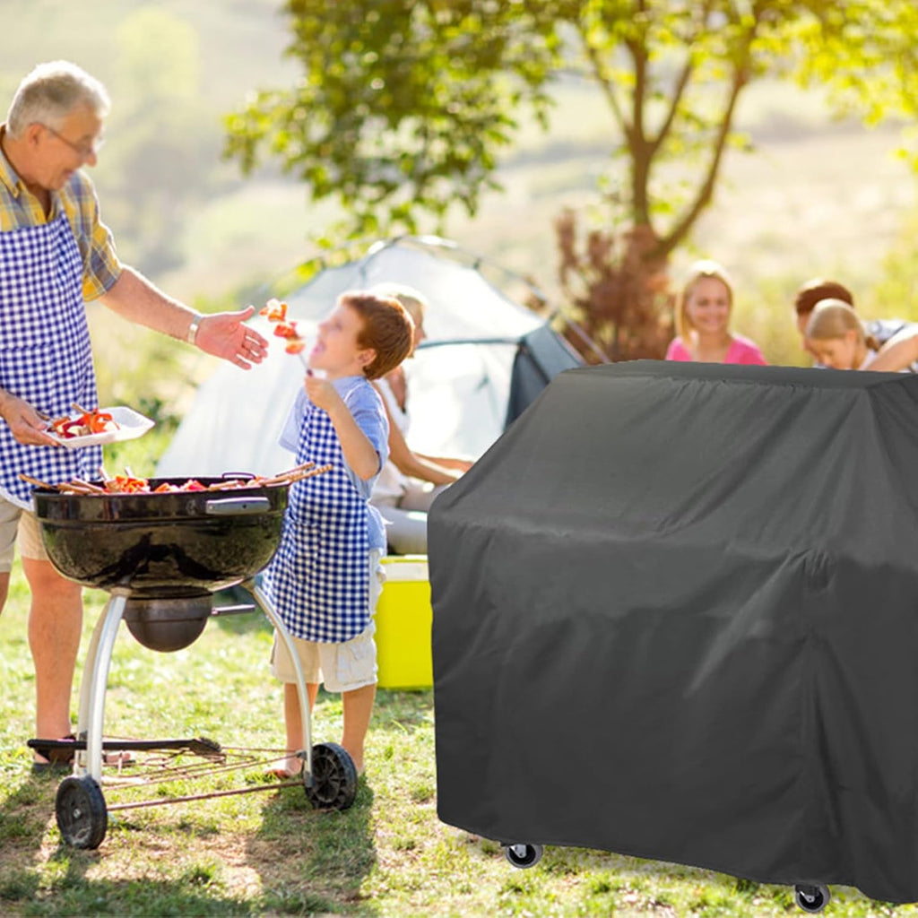 Grill Covers Heavy Duty Waterproof, Barbecue Cover 210D Silver-Coated Oxford Cloth, Wind, Rain, Snow Resistant, Universal Fit with Drawstring Closure with Grill Brush(Size:38 * 22 * 44in,Color:White)