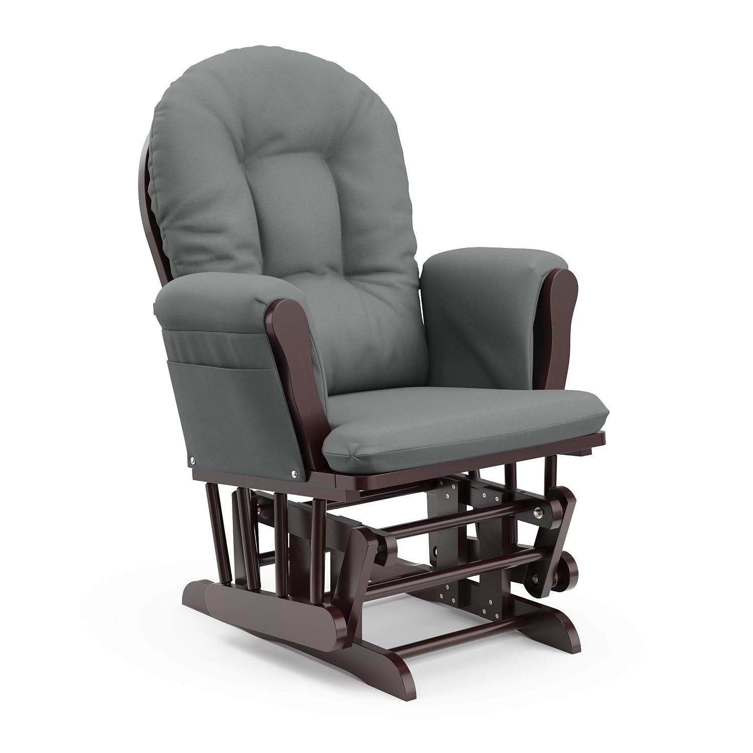 Storkcraft Premium Hoop Glider & Ottoman (Espresso/Gray) — GREENGUARD Gold Certified Nursery Glider, Solid Wood Craftsmanship, Smooth-Gliding Nursery Chair and Ottoman, Award-Winning