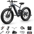 PUCKIPUPPY Dual Motor Electric Bike for Adults 1600W, Full Suspension Dual Hydraulic Disc Brake 26' Fat Tire E Bike, 48V 20AH Battery,8 Speed,28MPH 80Miles Range Mountain Electric Bicycle, GoldenR Pro