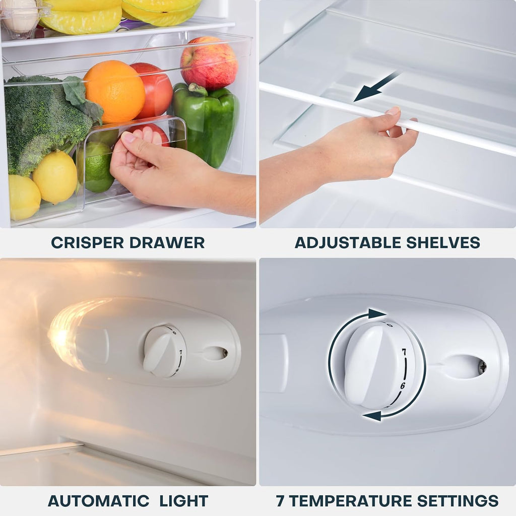 Upstreman 3.1 Cu.Ft Mini Fridge with Freezer, Double Door Small Fridge, Dorm Essentials, Adjustable Thermostat, Energy Saving, Mini Refrigerator for Office, Dorm, Bedroom, Black