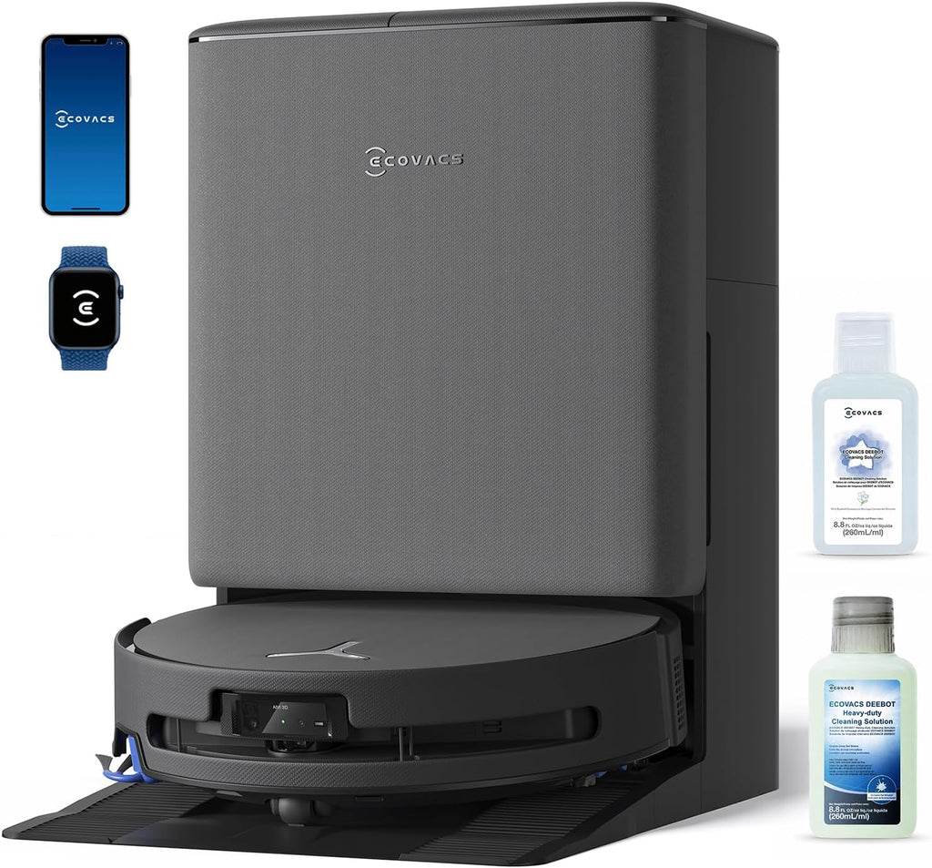 ECOVACS DEEBOT X9S PRO Omni Robot Vacuum and Mop, 30,000Pa Suction, Instant Self-Cleaning OZMO Roller Mop, TruEdge Deep Edge Cleaning, ZeroTangle, Dual-Cleaning Solution System, AI Obstacle Avoidance