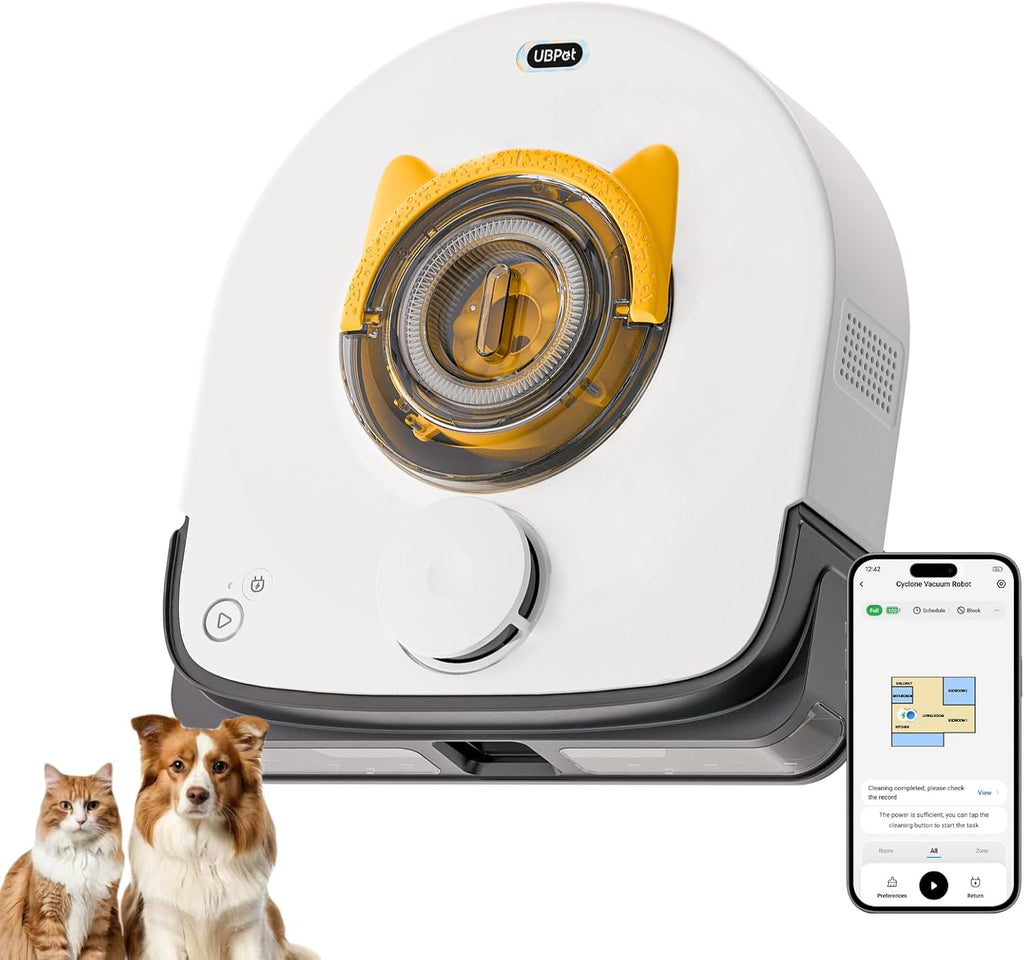 UBPET Robot Vacuum with 22,000Pa Ultra-Strong Suction - Automatic Robot Vacuum for Pet Hair & Carpets, Tangle-Free Cleaning, Smart Mapping with LiDAR Navigation, App Controlled