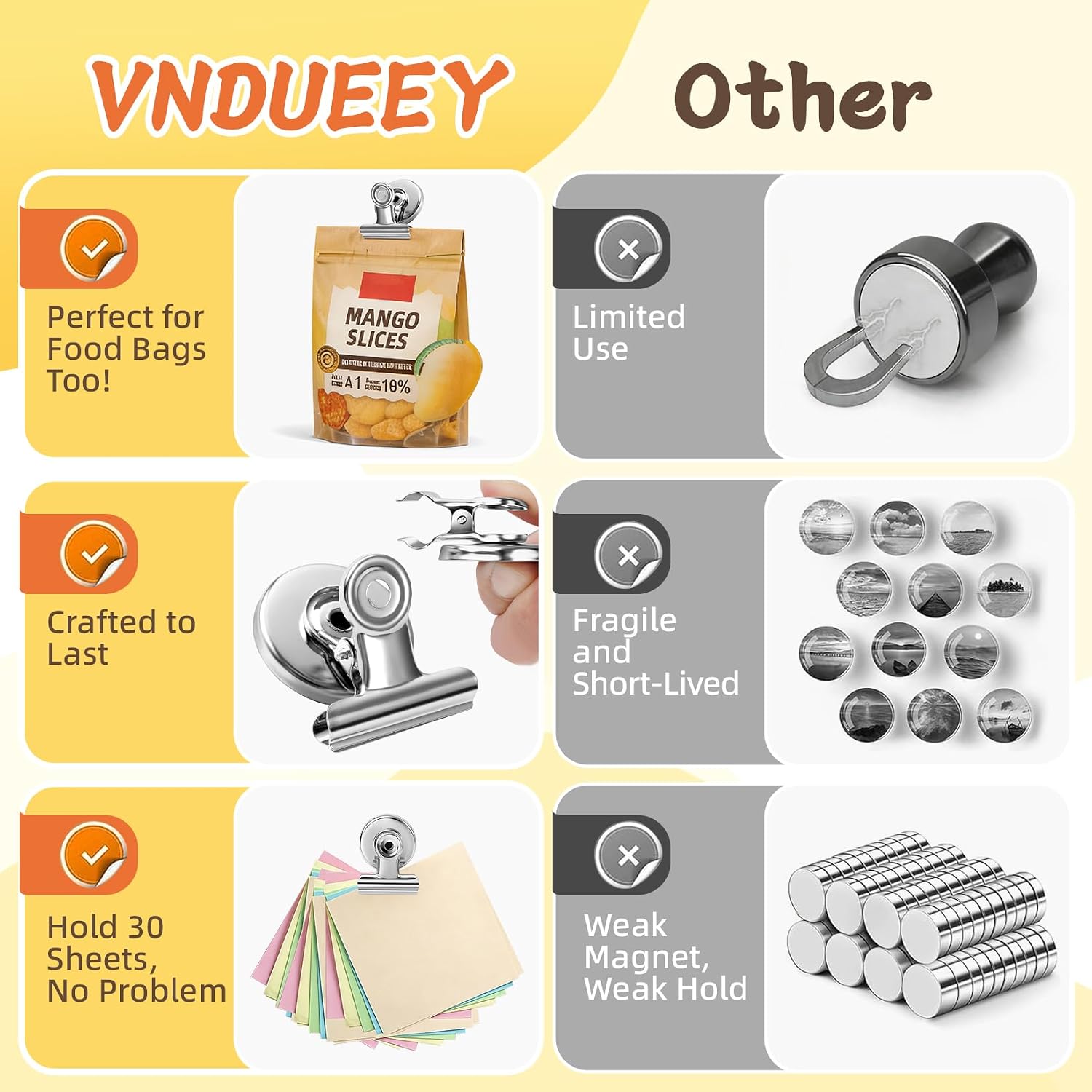 VNDUEEY 500 Pack Fridge Magnets Refrigerator Magnets, Strong Magnetic Clips Heavy Duty, Magnet Clips for Whiteboard, Magnets for Fridge Locker Office Accessories (Silver)