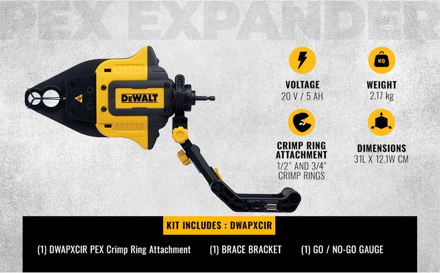 DEWALT IMPACT CONNECT PEX Crimp Ring Attachment for Impact Driver, Plumbing Tool (DWAPXCIR)
