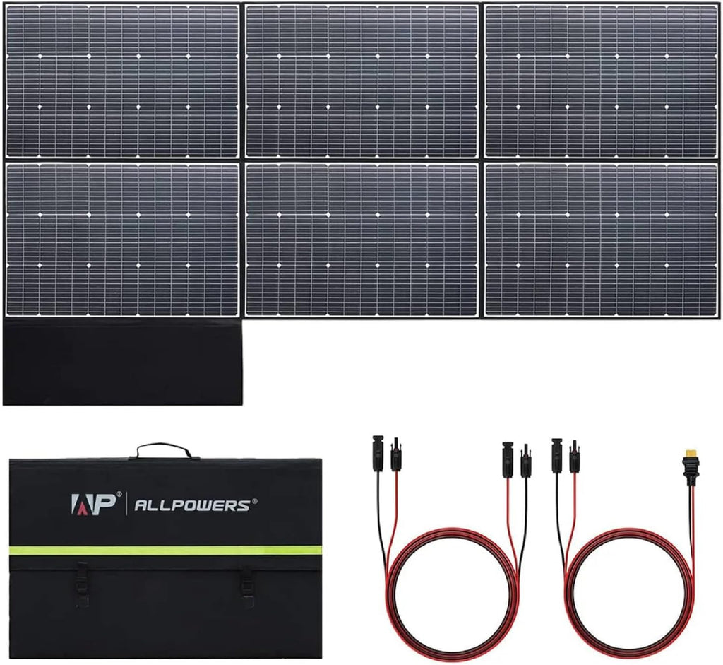 ALLPOWERS SP039 600W Portable Solar Panel, Foldable Solar Charger with 24% High Efficiency Monocrystalline Cells, IP67 Waterproof for Generator RV Camping Motorhome Off-Grid Power Backup