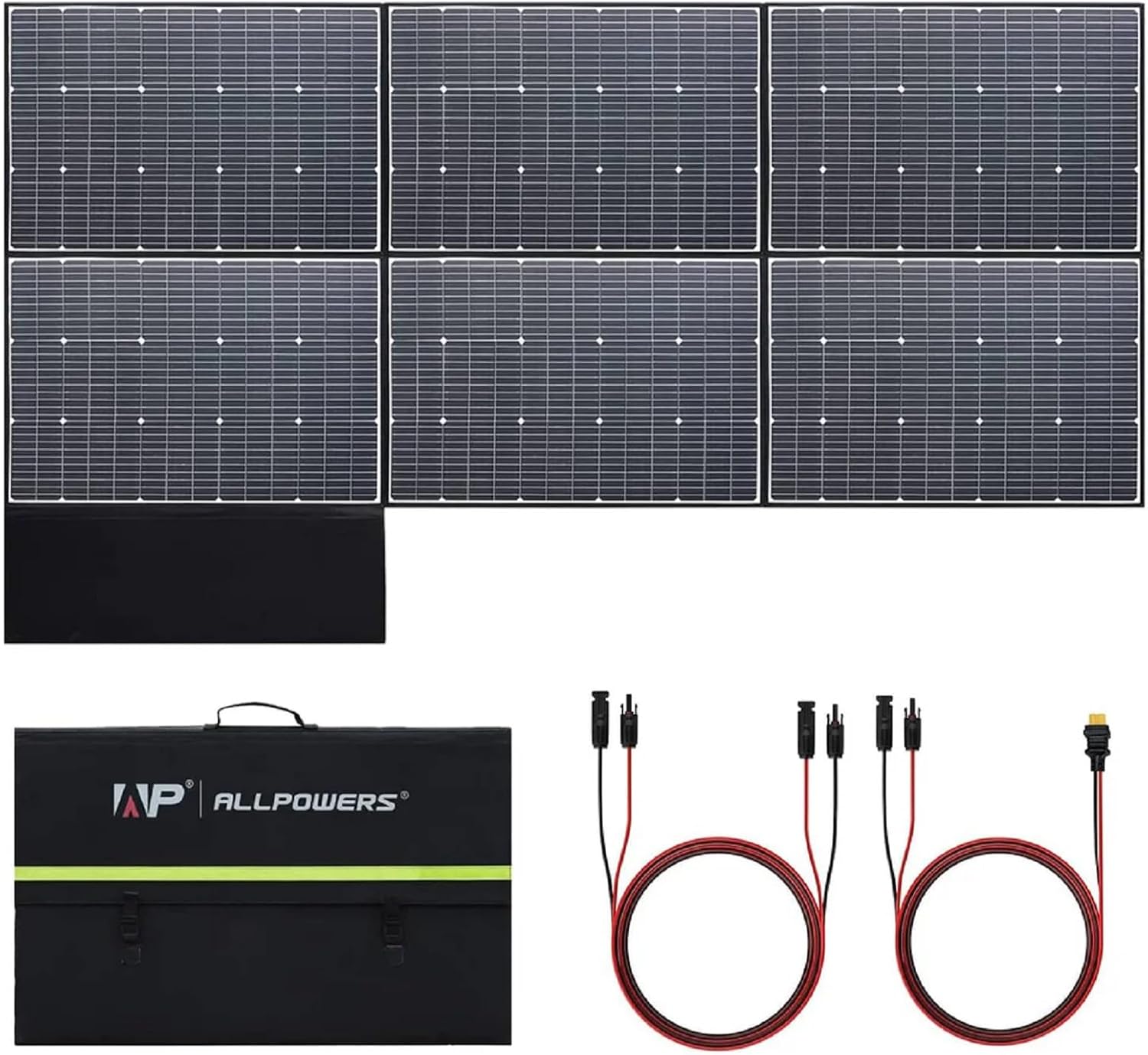 ALLPOWERS SP039 600W Portable Solar Panel, Foldable Solar Charger with 24% High Efficiency Monocrystalline Cells, IP67 Waterproof for Generator RV Camping Motorhome Off-Grid Power Backup