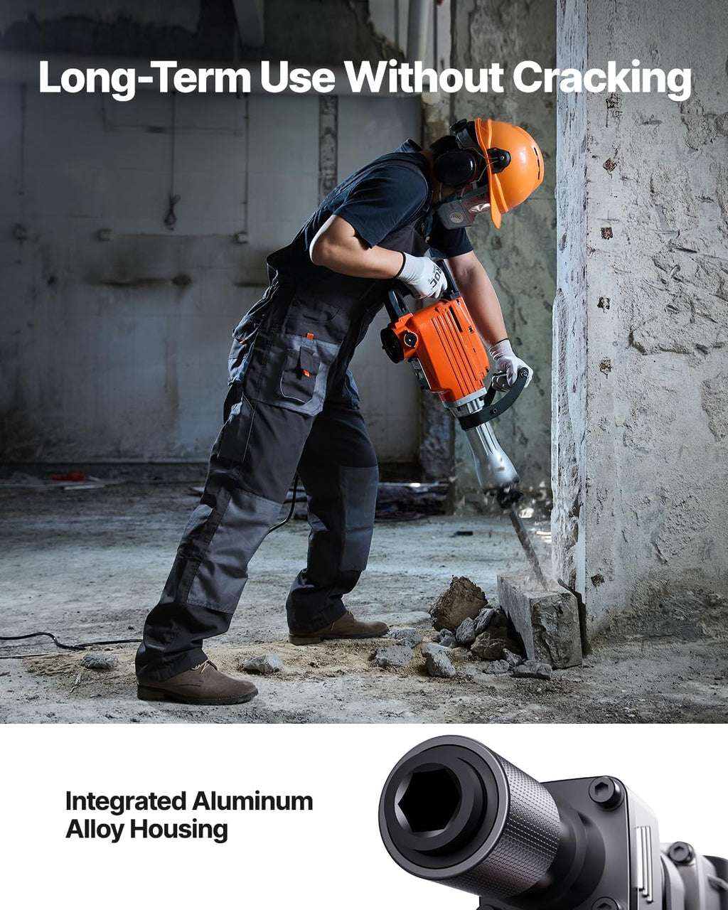 VEVOR Demolition Jack Hammer, MAX 2200W Electric Jackhammer Heavy Duty, 1400 BPM Concrete Breaker 4pcs Chisels Bit Chipping W/Case, Gloves