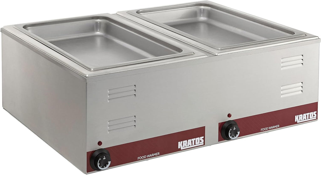 Kratos Commercial Electric Countertop Dual Well Food Warmer, Portable Steam Table Food Warmer, Holds Two 12' x 20' Food Pans, NSF Certified
