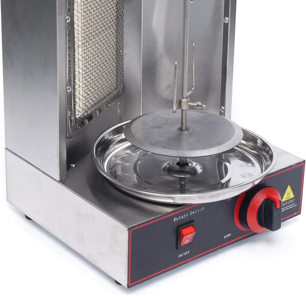 Shawarma Grill Machine Countertop Vertical Rotating Rotisserie Shawarma Machine 110V Doner Kebab Machine Meat Grill Broiler Shawarma Gyro Grilling with Meat Catch Pan for Family Restaurants Gatherings