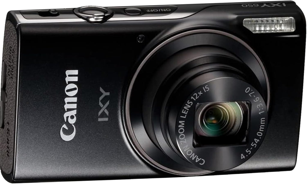 Canon PowerShot IXY 650 (ELPH 360) HS Digital Camera (Black) + 64GB Memory + Spare Batteries, Case, Grip, Software Pack (Power Bundle) (Renewed)