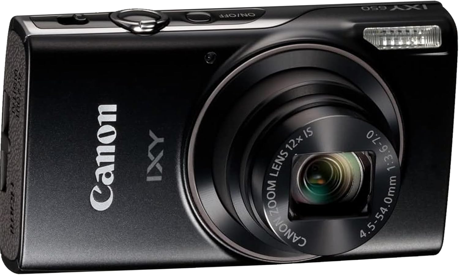 Canon PowerShot IXY 650 (ELPH 360) HS Digital Camera (Black) + 64GB Memory + Spare Batteries, Case, Grip, Software Pack (Power Bundle) (Renewed)