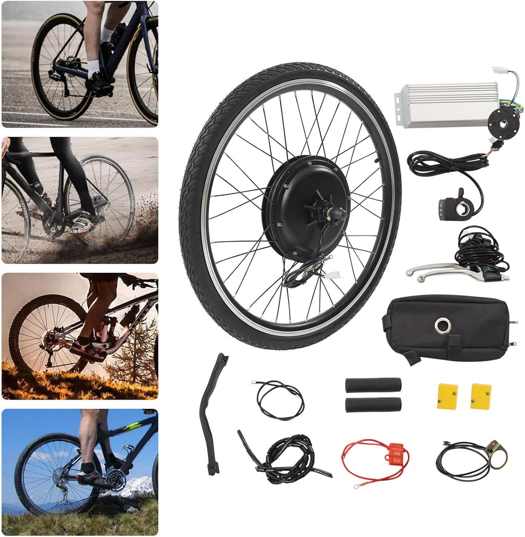 Electric Bike Conversion Kit, 48V 1000W 26' E-Bike Hub Motor Wheel Kit Rear Wheel Powerful Motor with Thumb Throttle and Pedal Assistant Sensor, E-Bike Hub Motor Conversion Kit for 26 Inch Bike