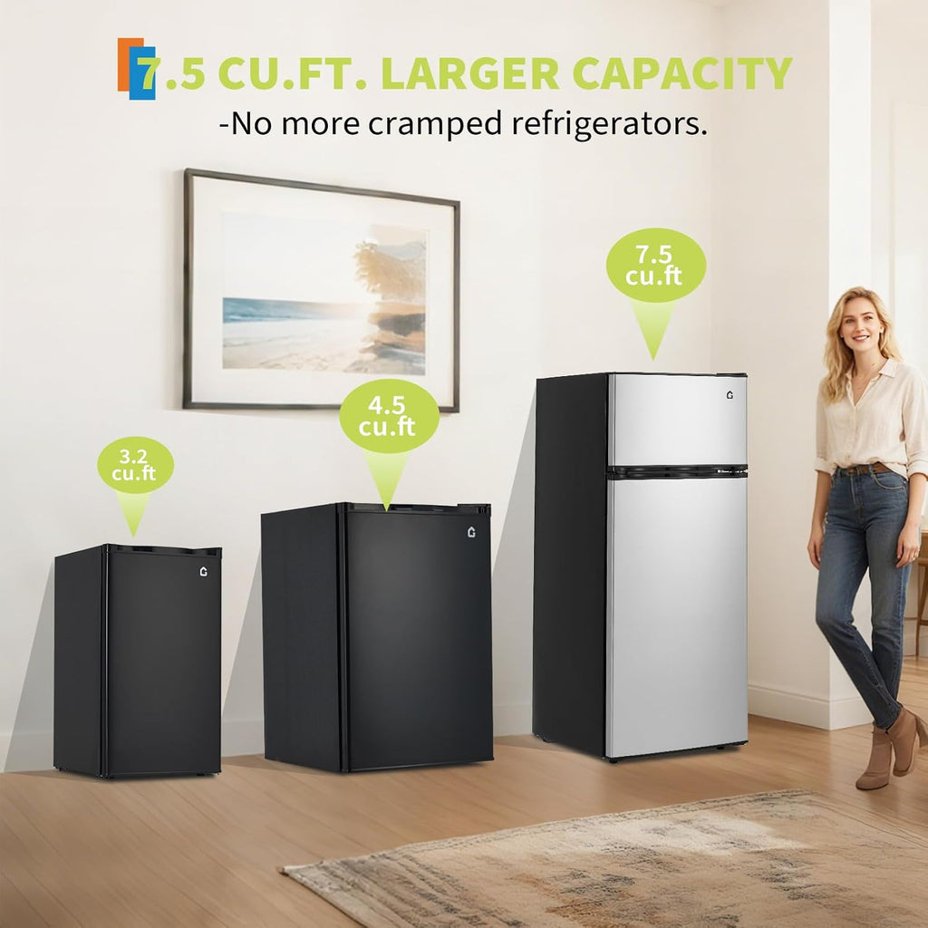 Garvee 3.2 Cu. Ft. Compact Refrigerator | Single Door Mini Fridge with Energy-Efficient & Quiet Operation | for Dorm, Office, Bedroom, Kitchen, Bar Use with Adjustable Shelves