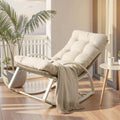 IRONCK Patio Rocking Chair, Outdoor Rocking Chair with Armrest and Cushion, Handwoven Twisted Rattan Rocker for Indoor Living Room Balcony Garden Porch, Beige