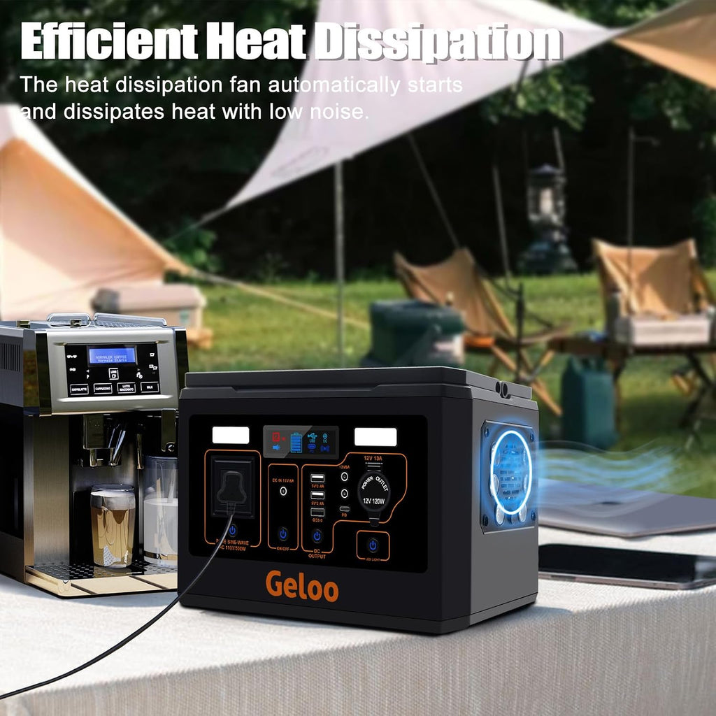 Geloo 500W Portable Solar Generator with 110V/500W AC Outlet, 135000mAh Capacity, 499Wh, Black