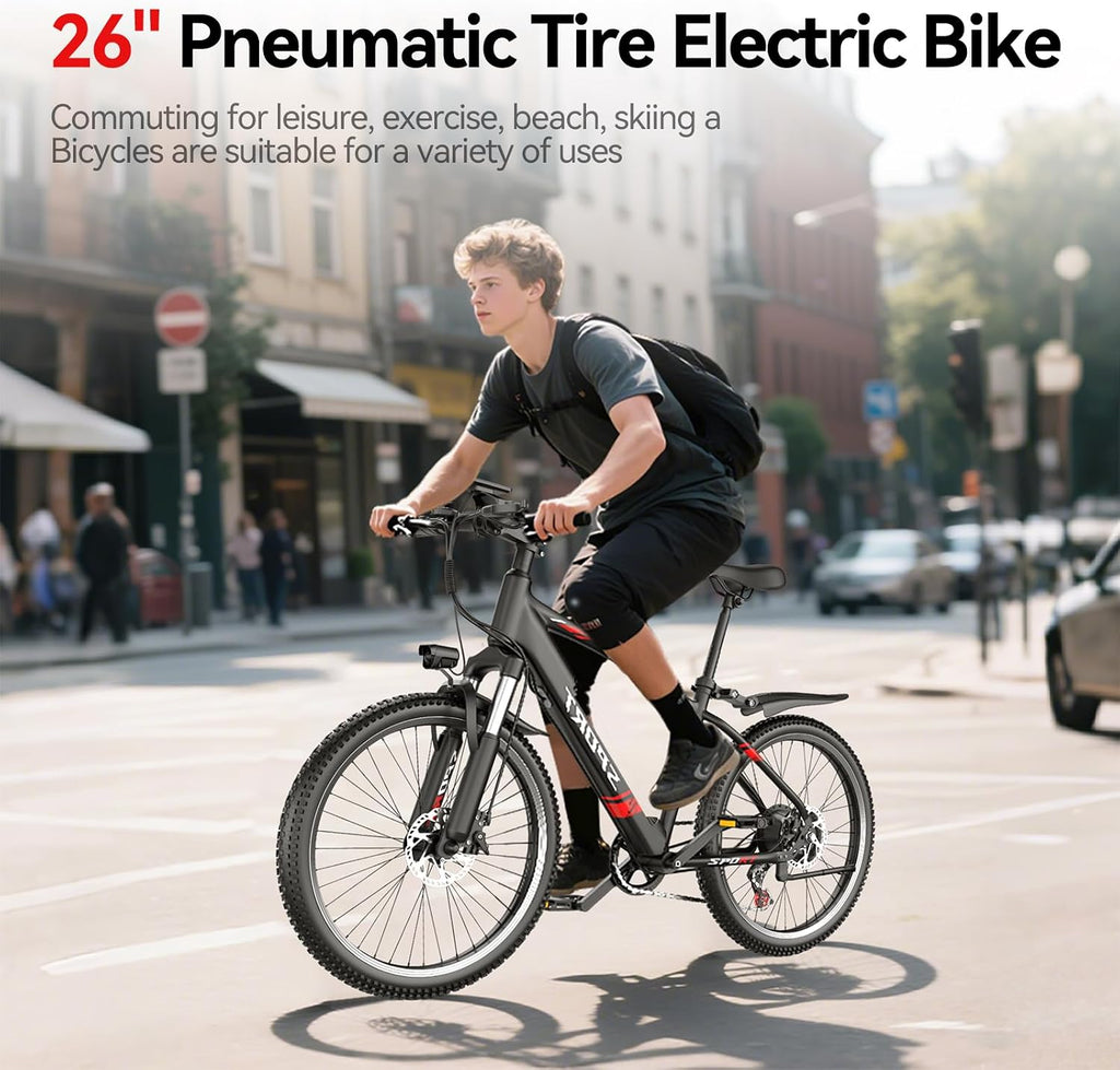 Electric Bike for Adults, 1500W Peak Ebike, 60Miles 25MPH Electric Mountain Bike, 26' Adult Electric Bicycle with 48V Removable Battery, Adjustable Seat,7 Speed UL2849 Commuting E Dirt Bike (Black-B)
