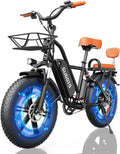 Folding Electric Bike for Adults, 2 Seater Electric Bike, 750W/1000W Peak Motor, 48V Removable Battery, Up to 28/30MPH & 45/60Miles, 16'/20' Tire Ebike, All-Terrain Foldable Electric Bicycles