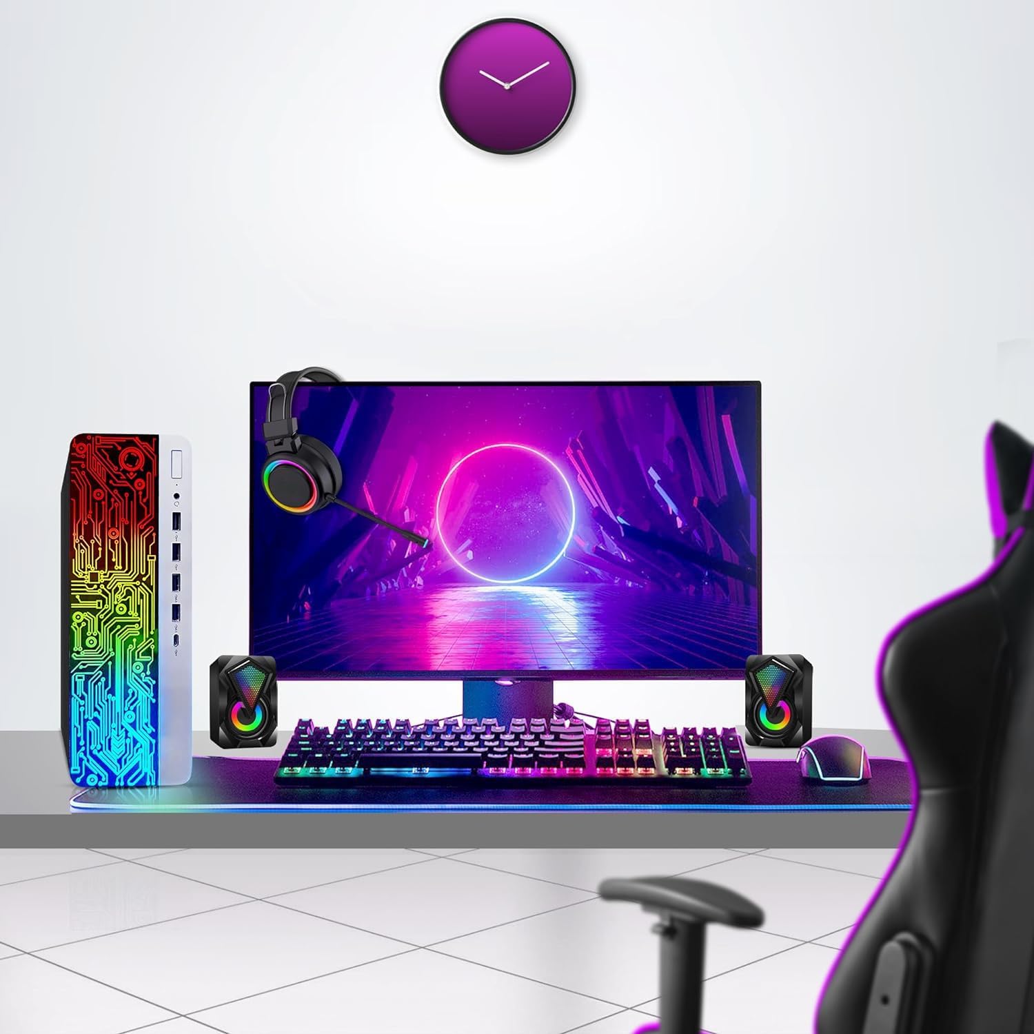 HP ProDesk RGB Desktop PC, Intel Core i5 6th Gen | 16GB DDR4 Ram | 512GB SSD | Dual 22 Inch Monitors | Gaming Keyboard & Mouse | Computer with AMD Radeon RX-550 4GB | Windows 11 Pro (Renewed)
