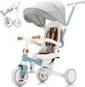 7-in-1 Toddler Tricycle with Parent Push Handle & Canopy, Fully Foldable & Adjustable Stroller, Balance and Pedal Bike for Kids 18 Months to 5 Years,Blue