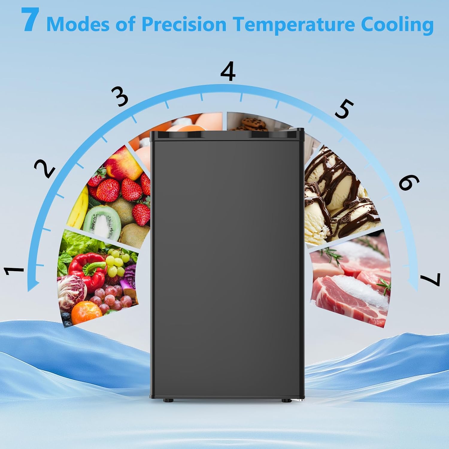 COWSAR 3.2 Cu.Ft Dorm Fridge with Freezer, Single Reversible Door Compact Refrigerator, Adjustable Thermostat, 2 Removable Shelves, Commercial Drink Fridge for Bedroom, Office, Kitchen, Dorm, Black