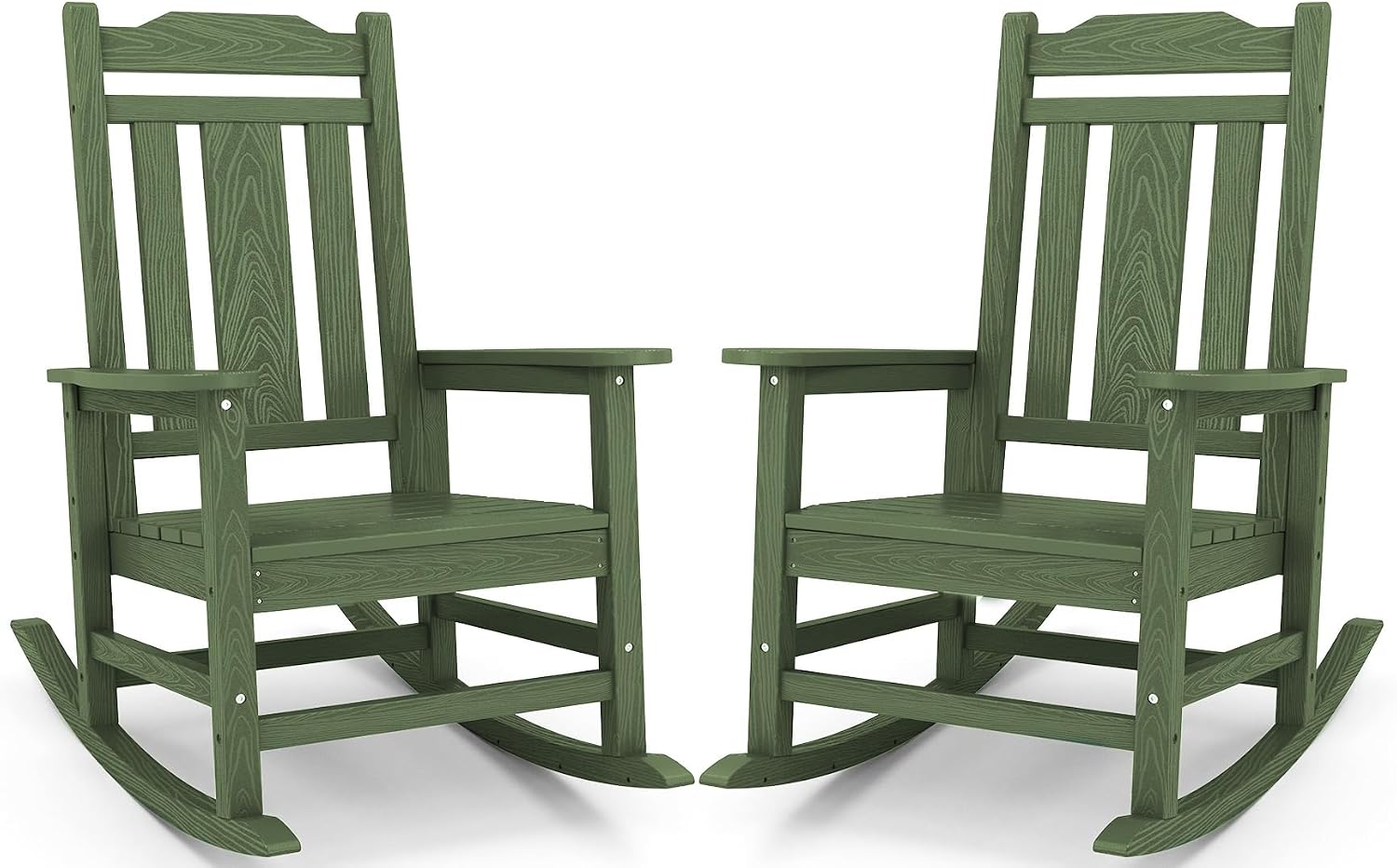 SERWALL Oversized Rocking Chair Set of 2 Outdoor, HDPE Outdoor Rocking Chair Set of 2, Avocado