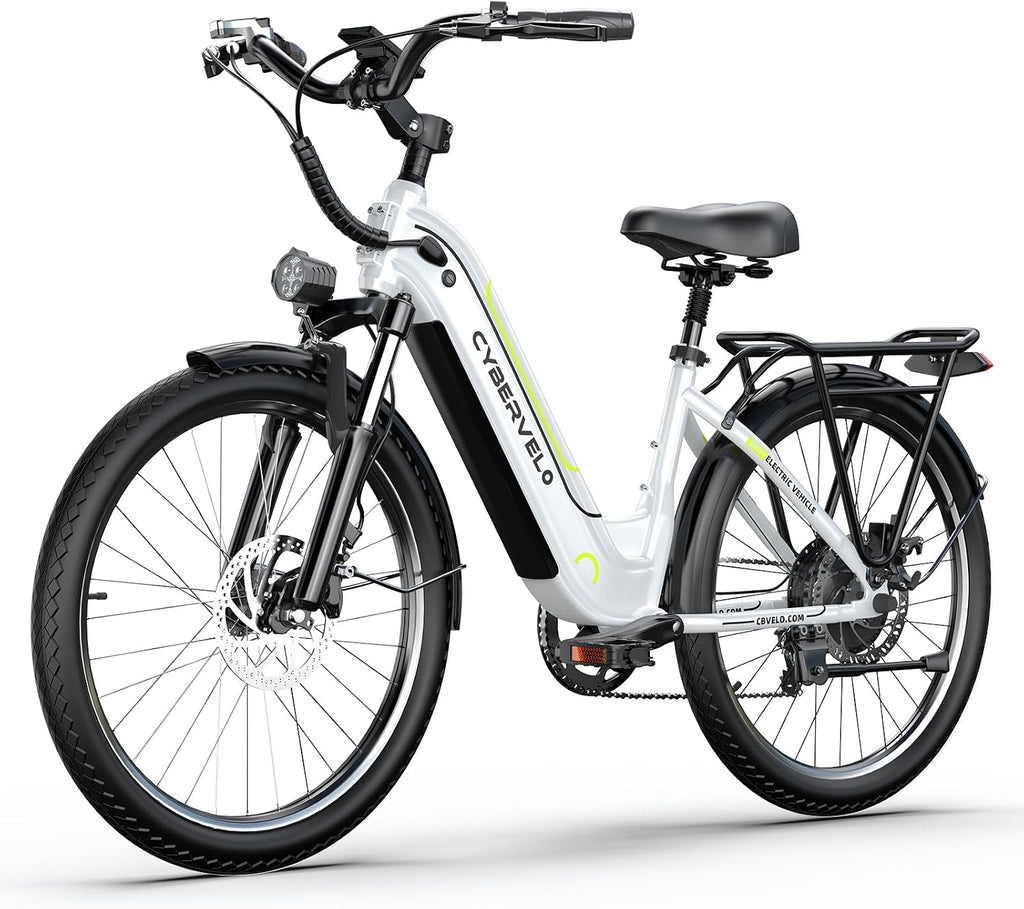 Cybervelo 750W Peak Electric Bike for Adults,up 80 Miles 25AH Removable Battery Ebike, 26' Electric E Bike with 7-Speed,Adult Electric Bicycles for Commute Beach Snow Man Womens All Terrain