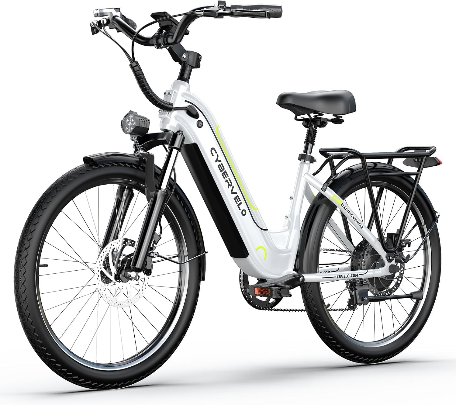 Cybervelo 750W Peak Electric Bike for Adults,up 80 Miles 25AH Removable Battery Ebike, 26' Electric E Bike with 7-Speed,Adult Electric Bicycles for Commute Beach Snow Man Womens All Terrain