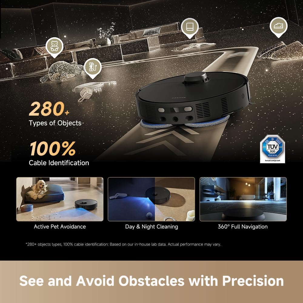 DREAME Matrix10 Pro Robot Vacuum and Mop, Featuring Multi-Mop Switching Dock, Three-Solution Compartment, Detangling Brush, 30,000Pa Suction, 212°F (100℃) Mop Self-Cleaning Black