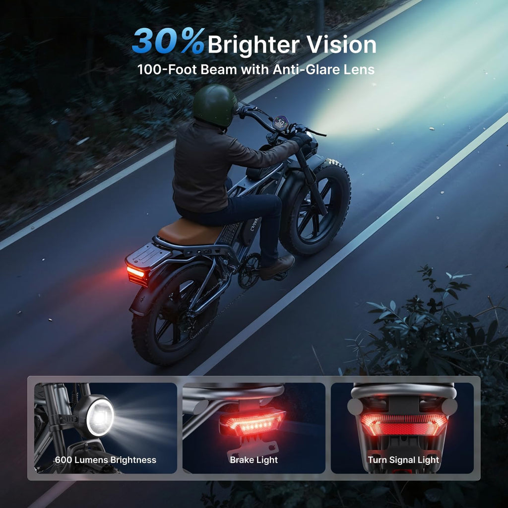 DEEPOWER Electric Bike for Adults,2000W Peak Motor&32MPH Electric Dirt Bike，48V 20AH/35AH/60AH Battery, 70-160 Max Miles,Dual Suspension Ebikes for Adults, 20' Fat Tire E Bike