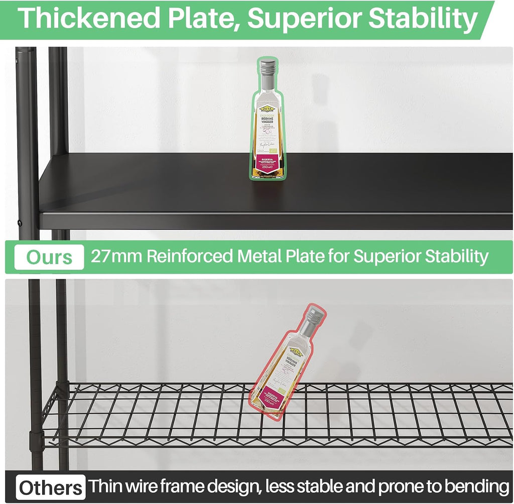 PXRACK Metal Shelving for Storage, 5 Tier Adjustable Kitchen Storage Shelves with Wheels, Shelving Unit Bookshelf Utility Shelf Metal Storage Rack for Garage Pantry Closet Laundry, 35.8'x13'x59.65'