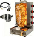 Shawarma Machine Oven Rotisserie Kebab Turkey Infrared Burner, Automatic Rotation and Adjustable Distance, 4 Propane Controls Up to 750°F,Vertical Skewers, Stainless Steel