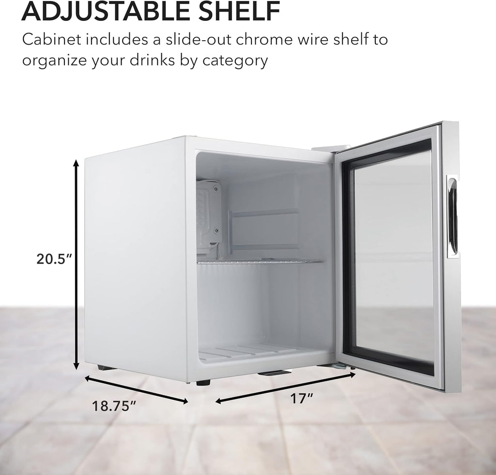 Whynter Beverage Refrigerator with Double-Layer Glass Door, 68-Can 1.6 Cu Ft Freestanding Drink Mini Fridge, BR-062WS, Stainless Steel