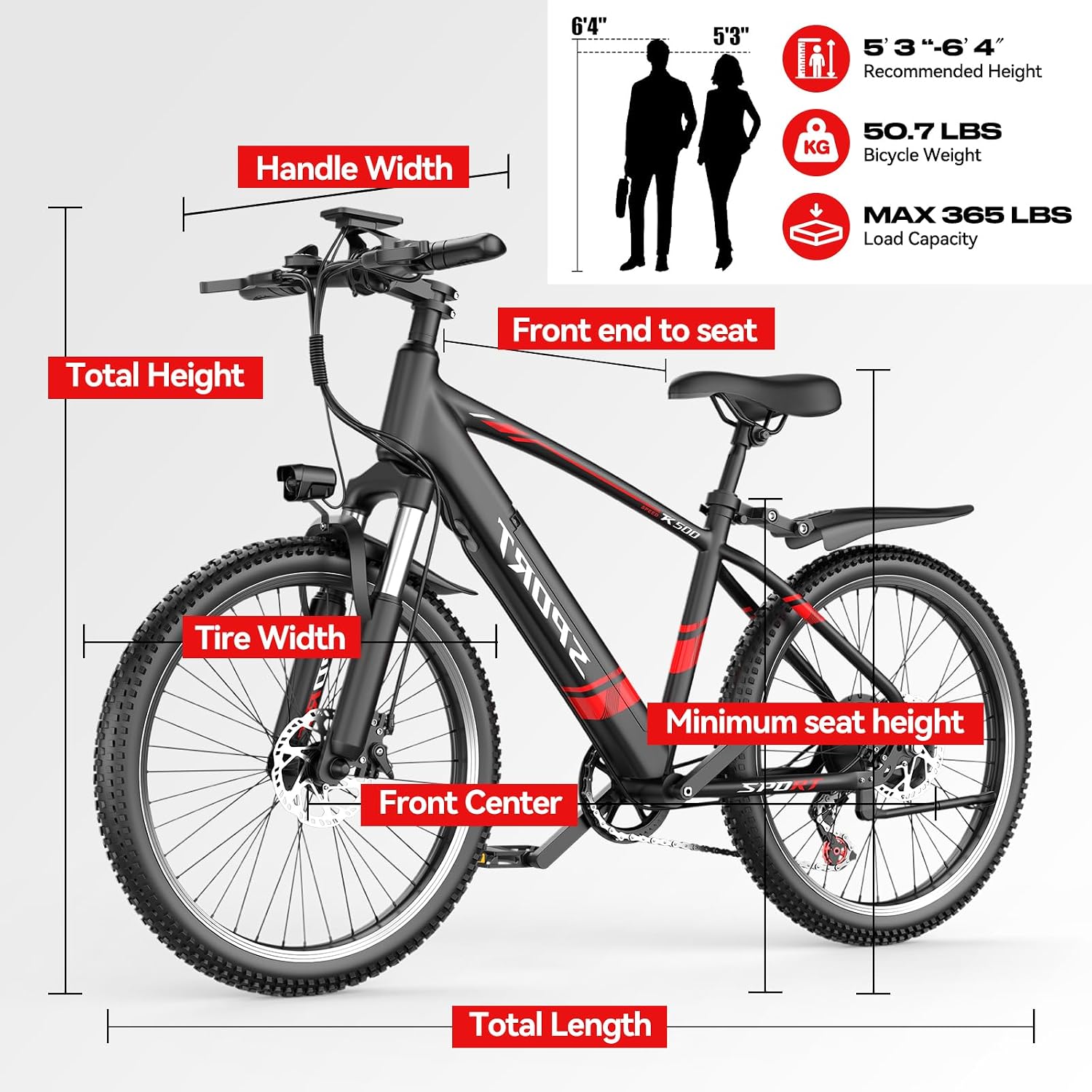 Electric Bike for Adults, 1500W Peak Ebike, 60Miles 25MPH Electric Mountain Bike, 26' Adult Electric Bicycle with 48V Removable Battery, Adjustable Seat,7 Speed UL2849 Commuting E Dirt Bike (Black-B)