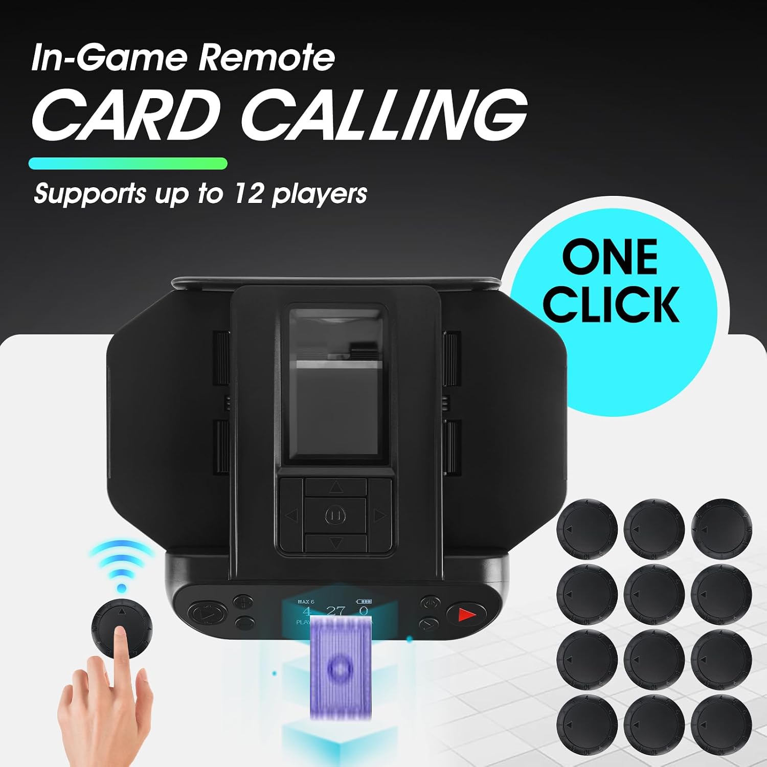ShuffleBox G1 Pro Automatic Card Shuffler and Dealer 2-in-1, Eletric Shuffling and Dealing Machine All in ONE, Ultra Quiet, Rechargeable, Remote Card Calling, for Board Games and Poker Games (Black)