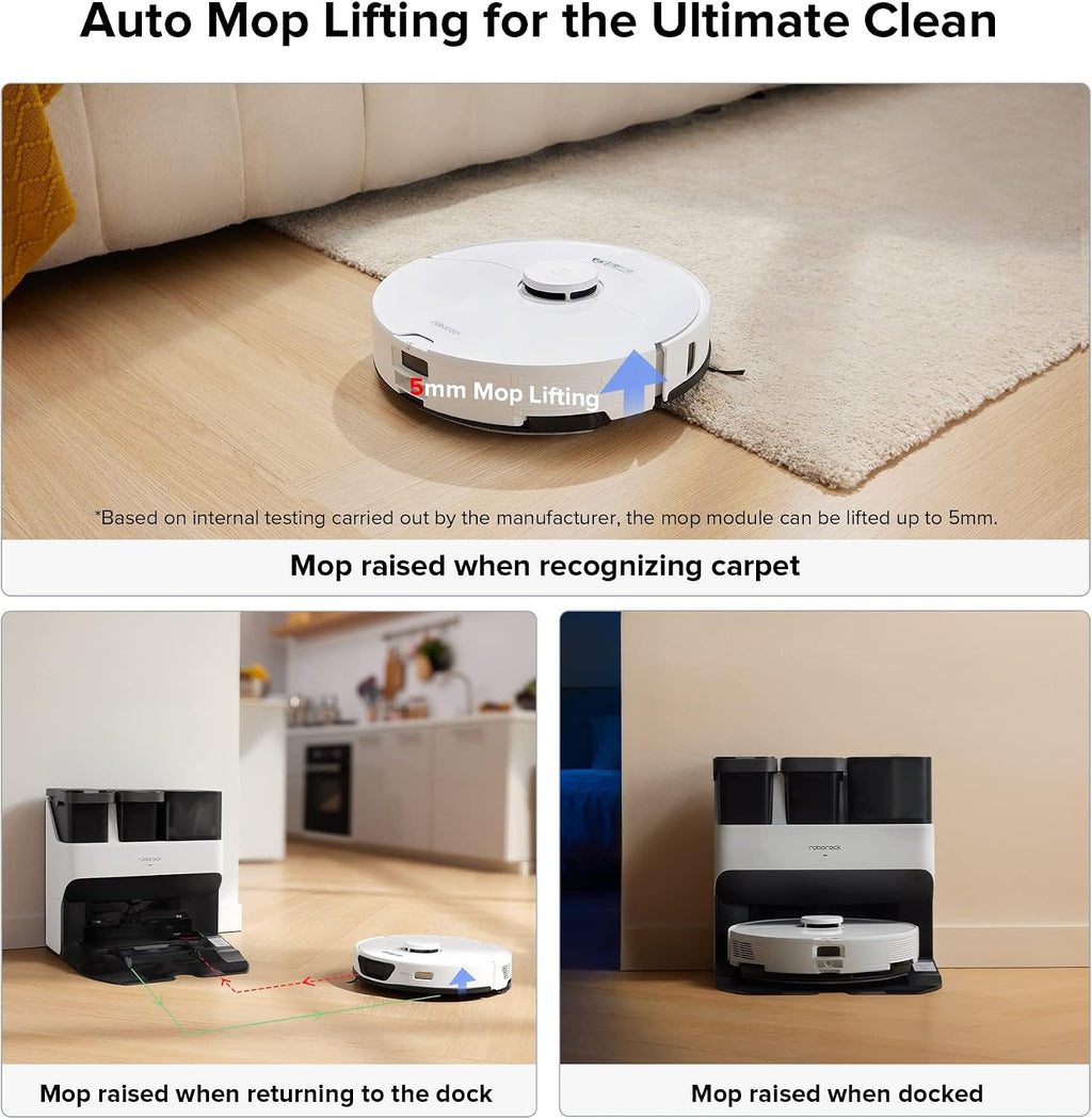 roborock S7 Max Ultra Robot Vacuum and Mop Combo, Auto Mop Drying, Auto Mop Washing, Self-Emptying, Self-Refilling, 5500Pa Suction, Reactive Tech Obstacle Avoidance, White (Renewed)