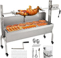 Rotisserie Grill with Back Cover Guard, 25W Motor 48 Inch Stainless Steel Small Pig Lamb Rotisserie Roaster, BBQ Charcoal Rotisserie Grill for Camping Party, Outdoor Kitchen (176 LBS)