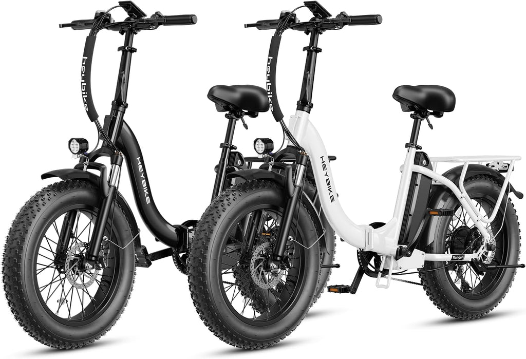 Heybike Ranger 2.0 Foldable Electric Bike for Adults, 20'*4 Fat Tire Ebike with 1400W Peak Motor, 28 MPH Max Speed, 600Wh Removable Battery, Up to 65 Miles Range, Front Suspension Step-Thru E Bike