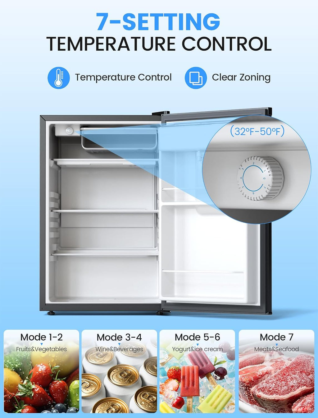 COWSAR 4.4 Cu.Ft Dorm Fridge with Freezer, Single Reversible Door Apartment Refrigerator with Water Dispenser, Adjustable Thermostat, Commercial Compact Fridge for Bedroom Dorm Office Kitchen, Black