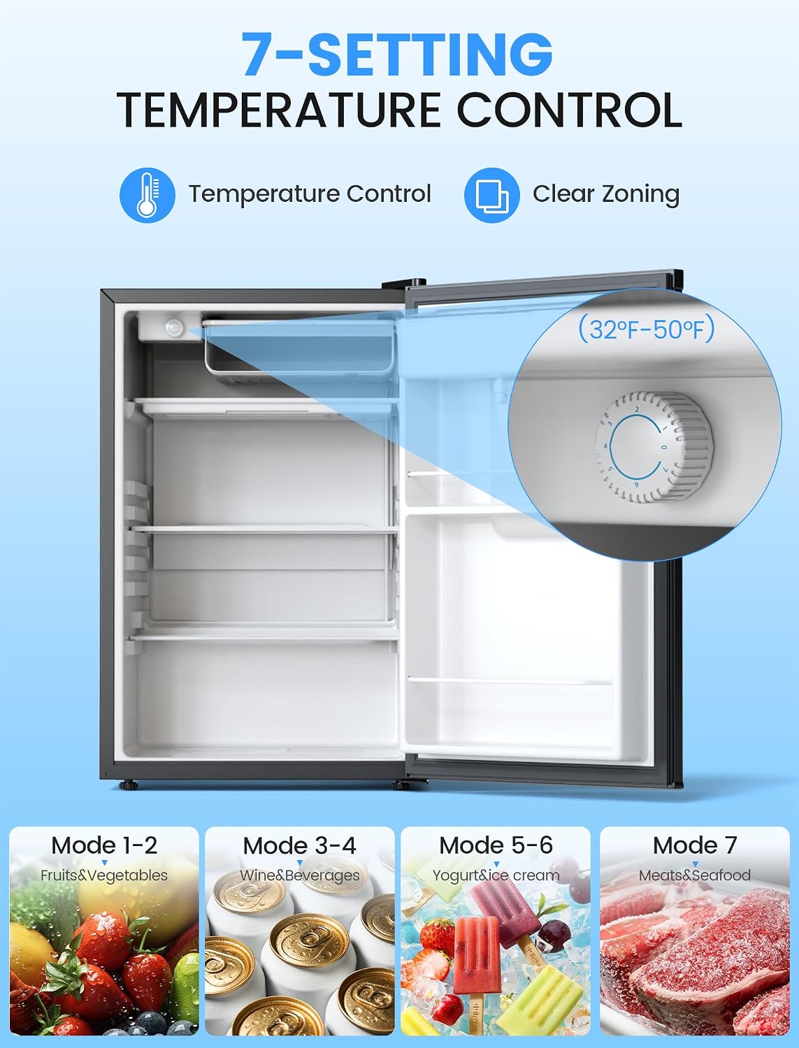 COWSAR 4.4 Cu.Ft Dorm Fridge with Freezer, Single Reversible Door Apartment Refrigerator with Water Dispenser, Adjustable Thermostat, Commercial Compact Fridge for Bedroom Dorm Office Kitchen, Black