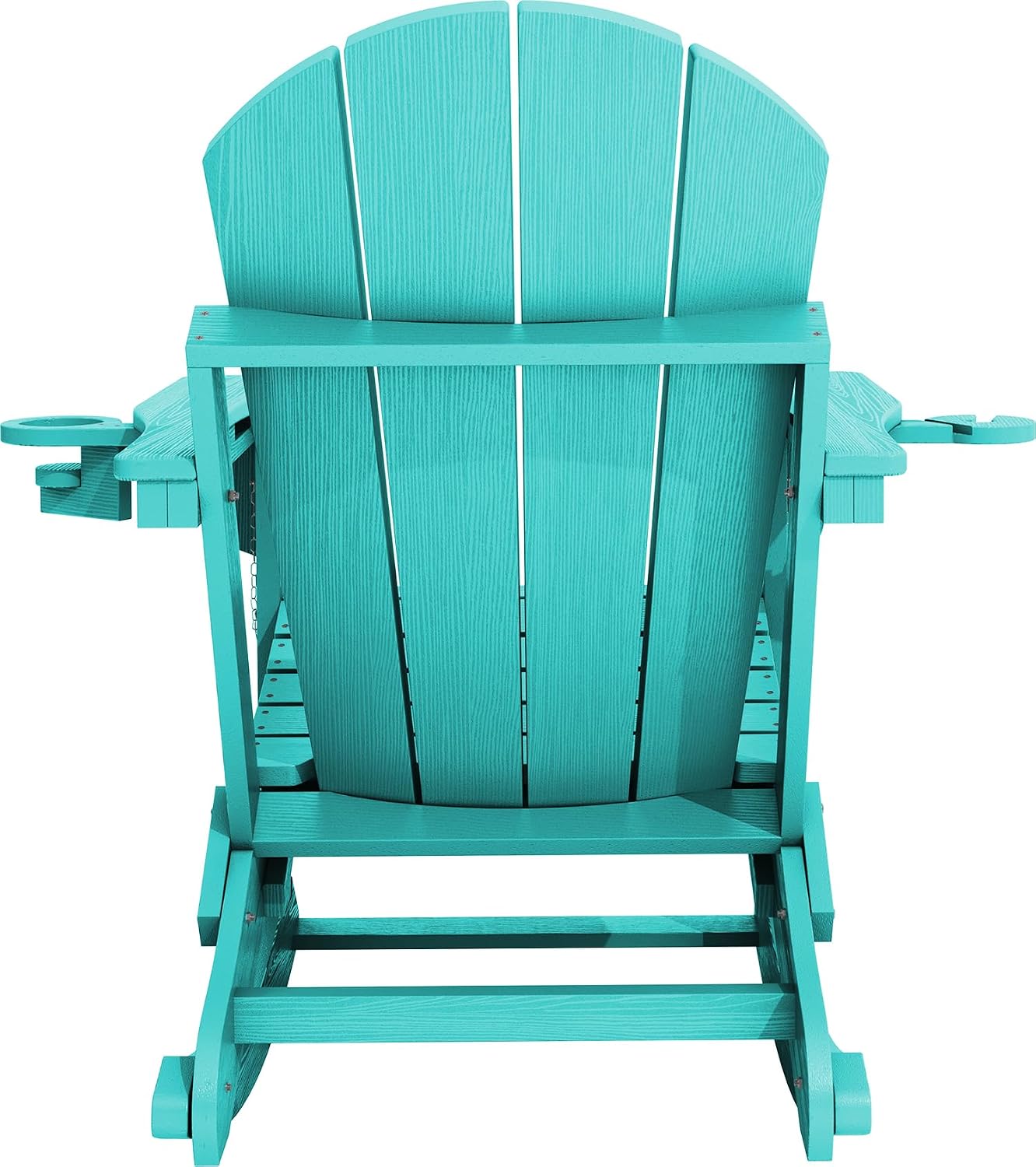 KINGYES Adirondack Rocking Chair Set of 2 with Retractable Ottoman and Cup Holders, HDPE Adirondack Rocker Patio Rocking Chair for Porch, Patio, Balcony, Aqua Blue