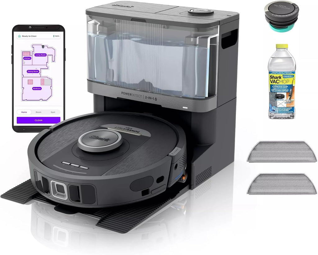 Shark R-RV2820YE PowerDetect 2-in-1 Robot Vacuum and Mop with NeverTouch™ Base, Gaia Grey - Certified Refurbished