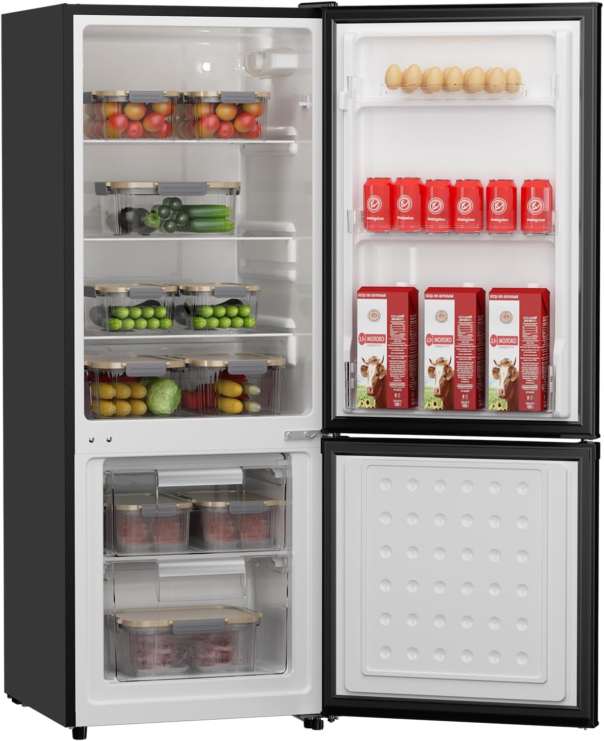 Upstreman 7.1 Cu.Ft Refrigerator with Bottom Freezer, Apartment Fridge with Freezer, Energy-efficient, Large Capacity, Adjustable Thermostat, Refrigerator for Apartment, Kitchen, Dorm(BM71)