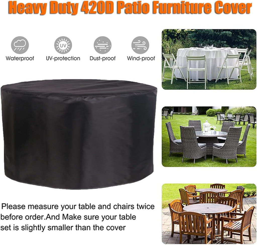 Patio Furniture Covers 118' D x 39' H, 420D Outdoor Garden Table Set Cover, Durable and Waterproof Outdoor Oxford Cloth Cover, Round All Weather Protection Covers (300x100cm)