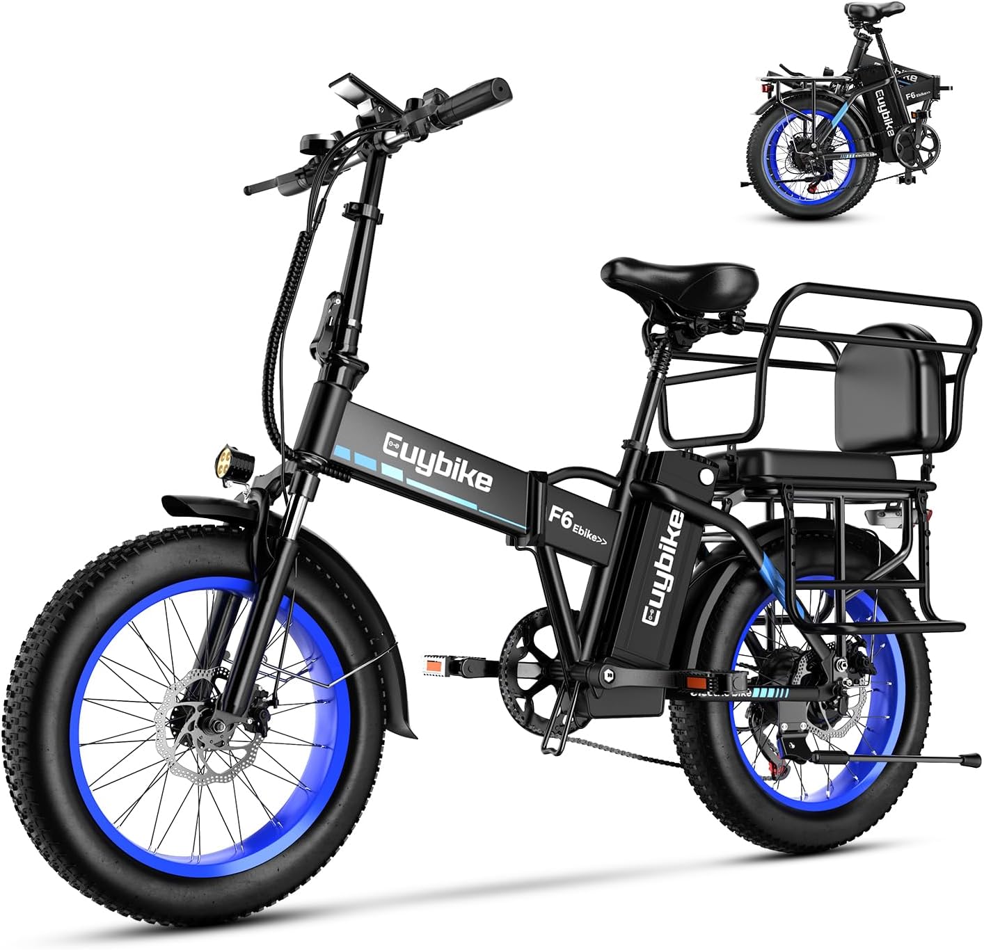 Foldable Electric Bike for Adults, 48V 20Ah Removable Lithium Battery up to 80Miles, 20' Fat Tire 1000W Peak Motor Dirt Ebike Adult Electric Bicycle for Commute Beach Mountain E Bike
